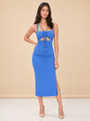 Jonathan Simkhai Lucy Slinky Ruched Blue Midi Dress model_front_2