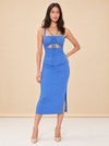 Jonathan Simkhai Lucy Slinky Ruched Blue Midi Dress model_front_3