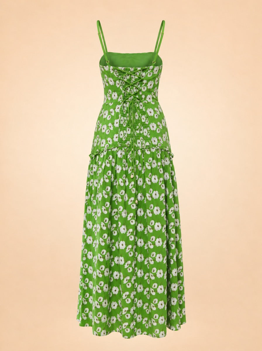 Lydia Dress in Magnolia Green Embroidery ghost_back
