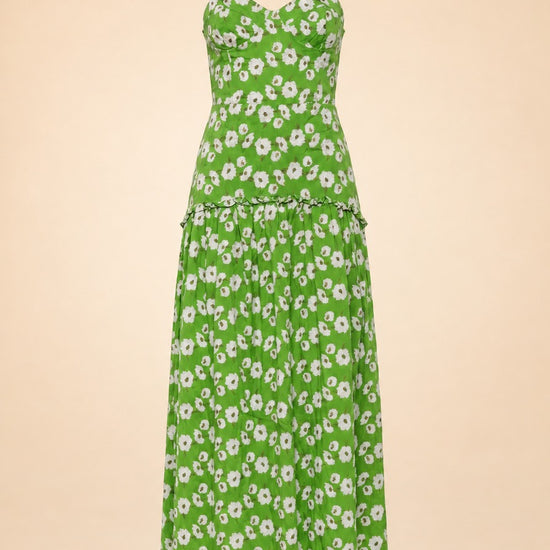 Lydia Dress in Magnolia Green Embroidery ghost_front