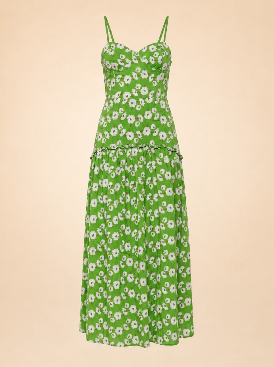 Lydia Dress in Magnolia Green Embroidery ghost_front