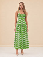 Lydia Dress in Magnolia Green Embroidery model_front