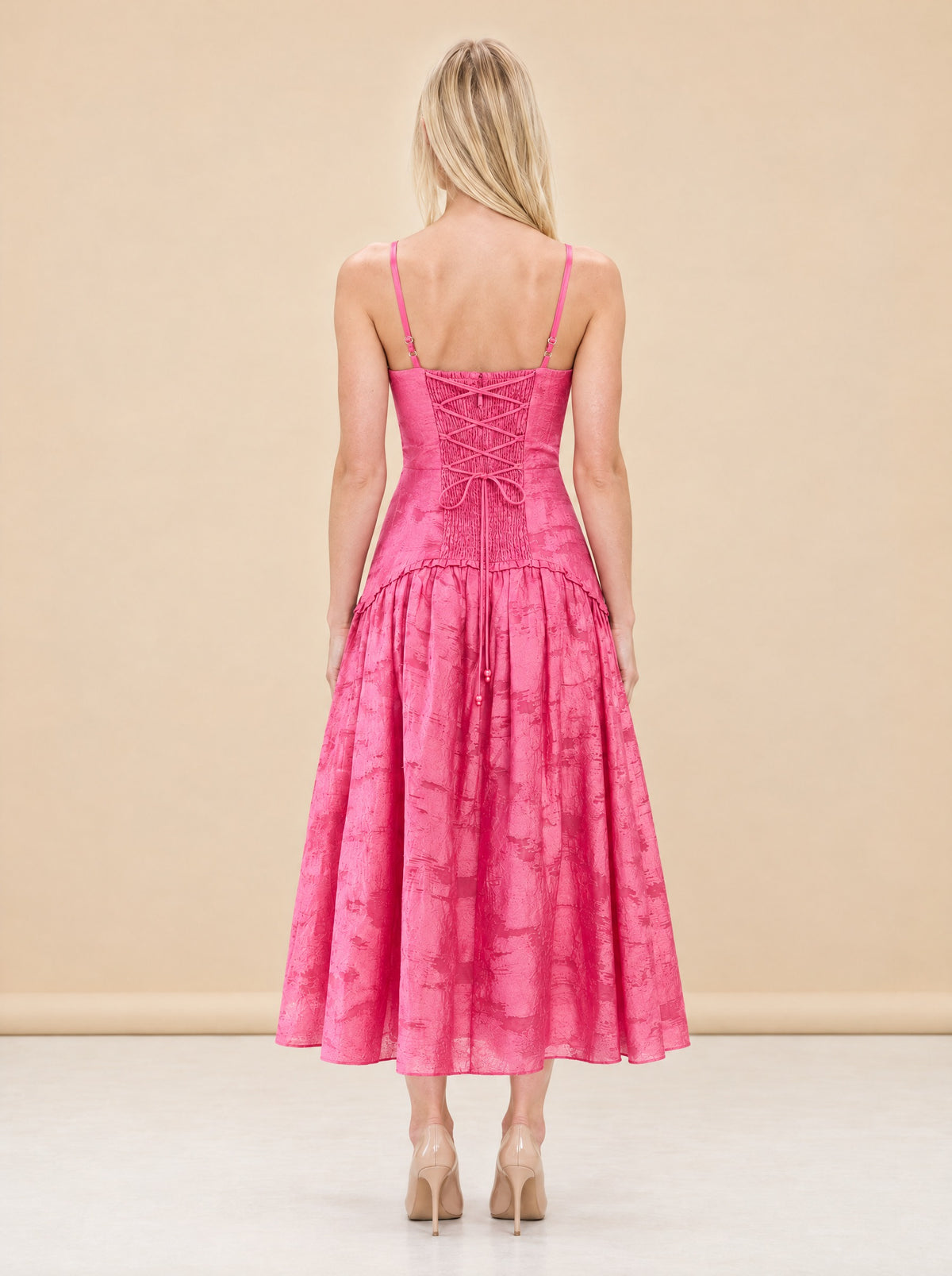 Lydia Dress in Rosa Toscana model_back