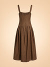 Makenna Linen Corset Midi Dress – Cigar ghost_back