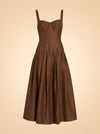 Makenna Linen Corset Midi Dress – Cigar ghost_front