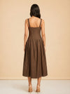 Makenna Linen Corset Midi Dress – Cigar model_back