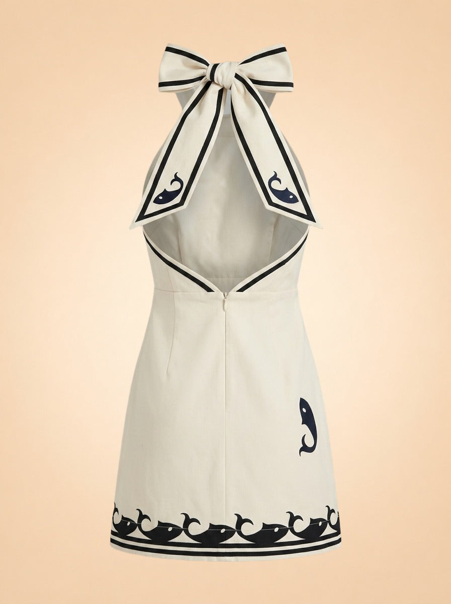 Alémais Marine Mini Dress (cream whale/nautical) — back