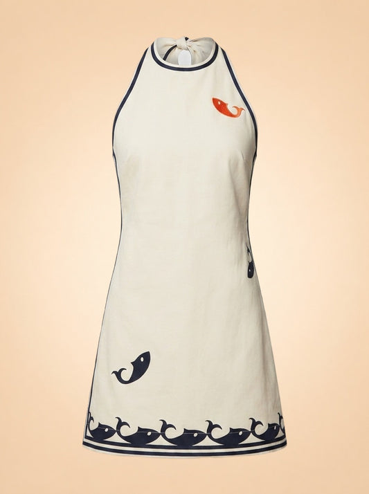 Alémais Marine Mini Dress (cream whale/nautical) — front