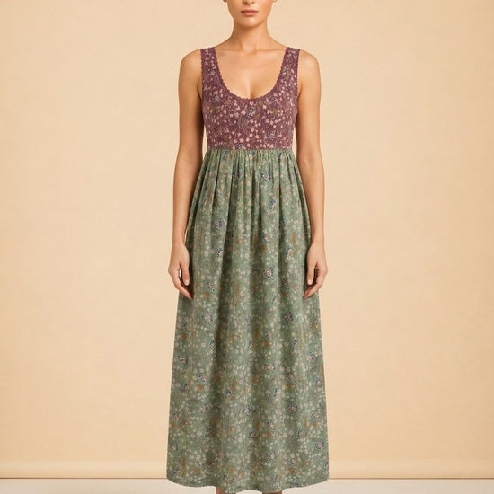 Maroon & green dress model_front
