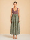 Maroon & green dress model_front