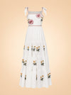 Tara Pansy Embroidered Tie-Shoulder Maxi Dress — ghost front