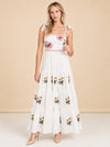 Tara Pansy Embroidered Tie-Shoulder Maxi Dress — model front 2