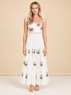 Tara Pansy Embroidered Tie-Shoulder Maxi Dress — model front