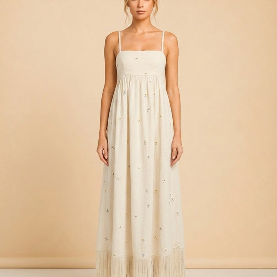 Meadow Beaded Fringe Midi Dress model_front