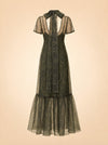 Melody Sheer Organza Maxi Dress – Olive Floral