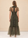 Melody Sheer Organza Maxi Dress – Olive Floral