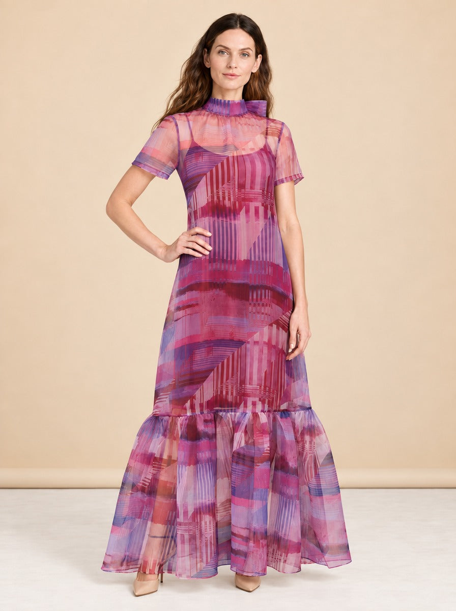 Melody Sheer Organza Maxi Dress — model front 3