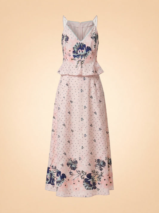 MENA ANKLE DRESS | LIORA PRINT by Cleo Bella — front detail