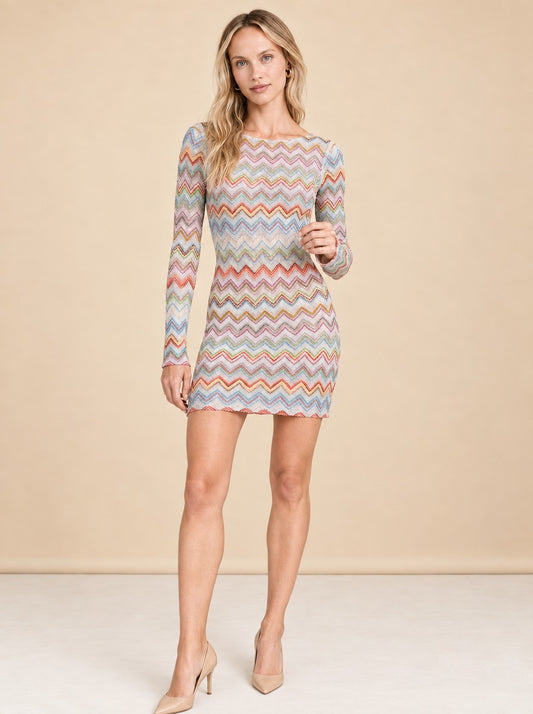 Metallic Crochet-knit Mini Dress model_front_2