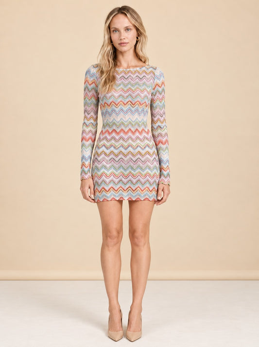 Metallic Crochet-knit Mini Dress model_front
