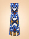 Miles Printed Satin Wrap Midi Dress — ghost back