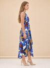 Miles Printed Satin Wrap Midi Dress — model side