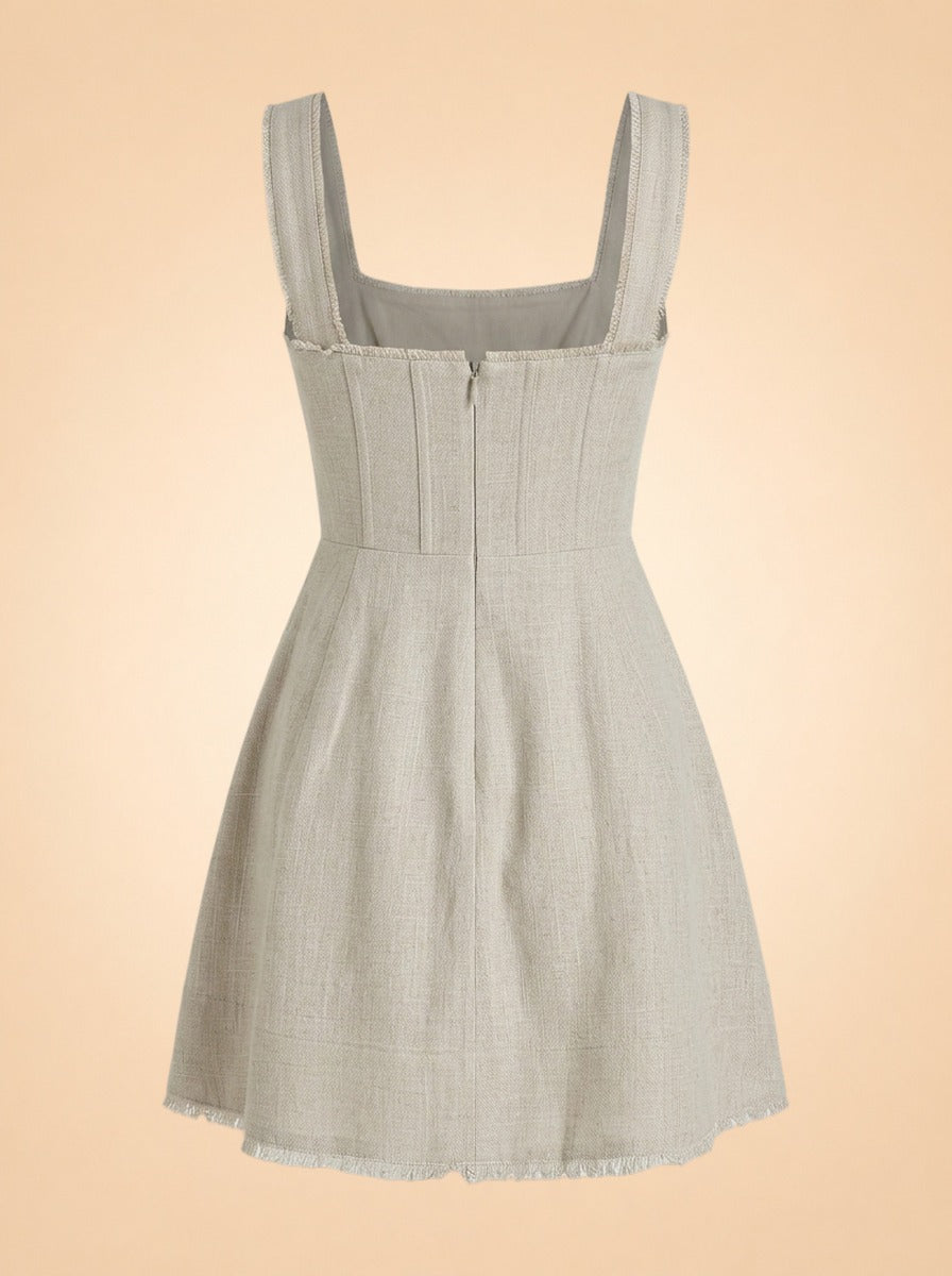 STAUD Mini Sutton Dress — Natural — back