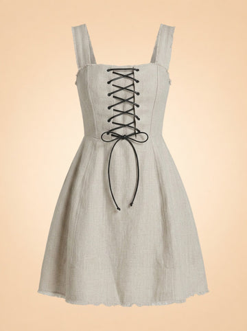 STAUD Mini Sutton Dress — Natural — front
