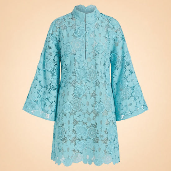 Mod Floral Lace Mini Caftan ghost_front