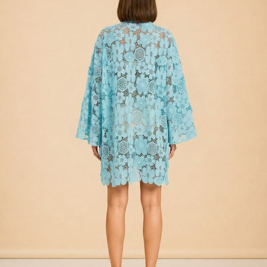 Mod Floral Lace Mini Caftan model_back