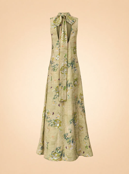 Naia Beaded Floral Halter Maxi Dress — ghost back