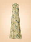 Naia Beaded Floral Halter Maxi Dress — ghost front