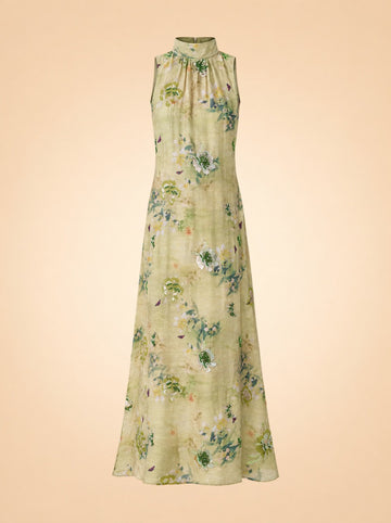 Naia Beaded Floral Halter Maxi Dress — ghost front