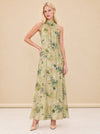 Naia Beaded Floral Halter Maxi Dress — model front 3
