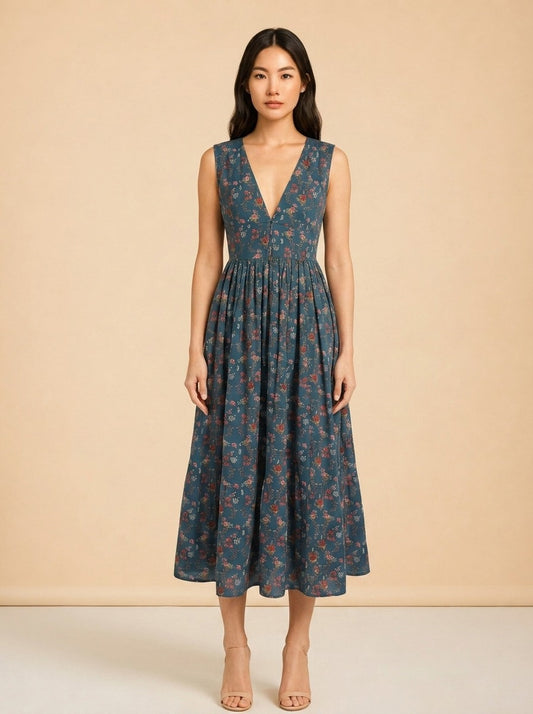 Navy & pink dress model_front