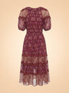 Naysa Tiered Printed Fil Coupé Silk and Lurex-Blend Midi Dress