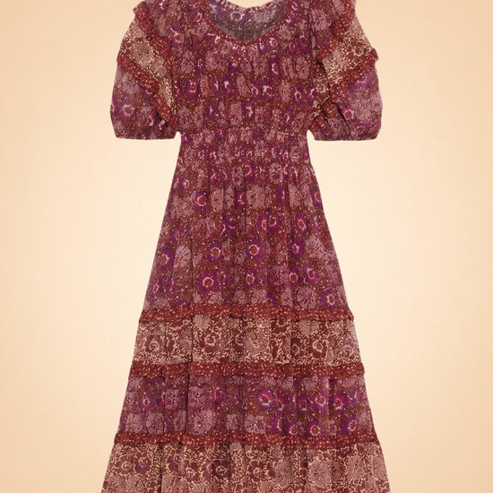 Naysa Tiered Printed Fil Coupé Silk and Lurex-Blend Midi Dress