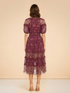 Naysa Tiered Printed Fil Coupé Silk and Lurex-Blend Midi Dress