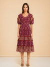 Naysa Tiered Printed Fil Coupé Silk and Lurex-Blend Midi Dress