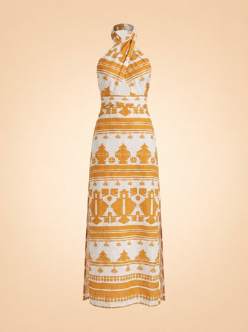 Net Sustain Facundo Manana Soleada Printed Organic Linen Maxi Dress ghost_front