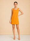 Frame Orange Silk Tank Shift Dress — on model, front