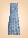 Origami Ginham Print Poplin Round Neck Sleeveless 3D Flower Dress ghost_front