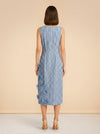Origami Ginham Print Poplin Round Neck Sleeveless 3D Flower Dress model_back