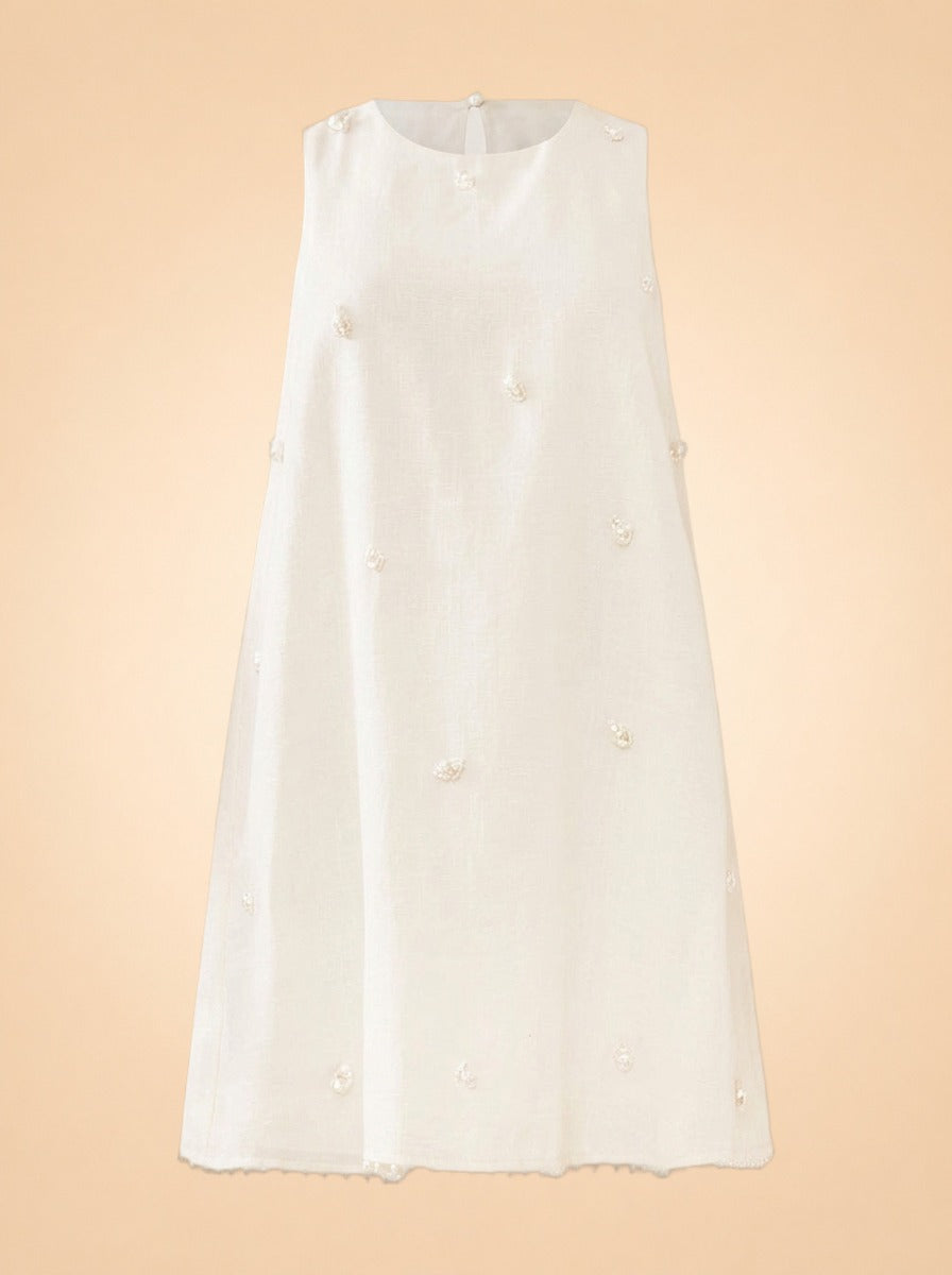 OTM EXCLUSIVE: MATTIE DRESS IN PEARLY WHITE ghost_front