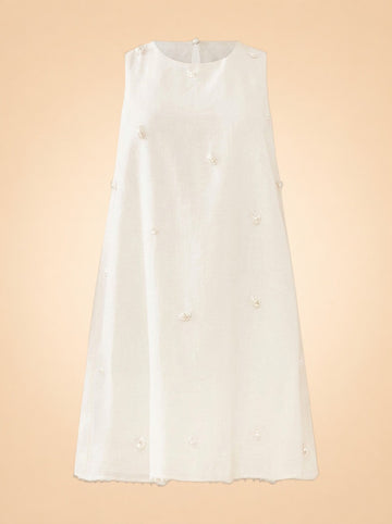 OTM EXCLUSIVE: MATTIE DRESS IN PEARLY WHITE ghost_front