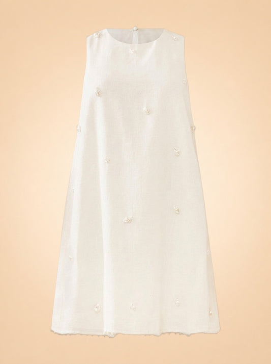OTM EXCLUSIVE: MATTIE DRESS IN PEARLY WHITE ghost_front