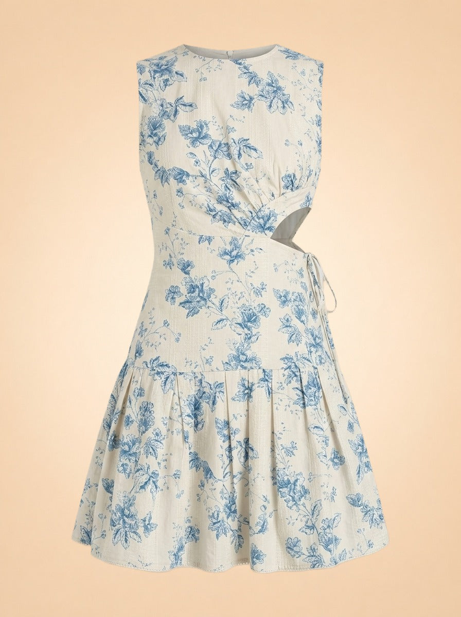 Otoño Bougainvillea Cutout Mini Dress ghost_front
