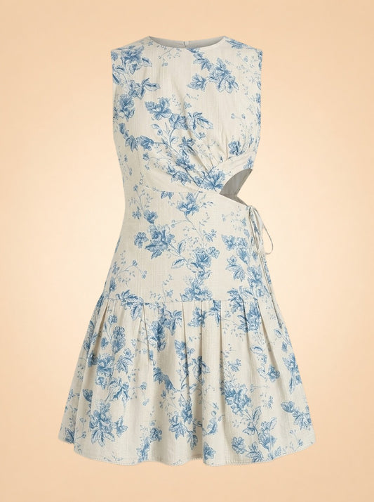 Otoño Bougainvillea Cutout Mini Dress ghost_front