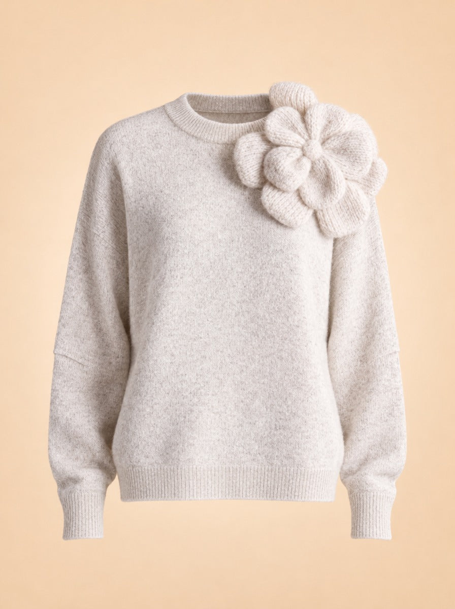 Oversized Sweater With Vita Brooch ghost_front