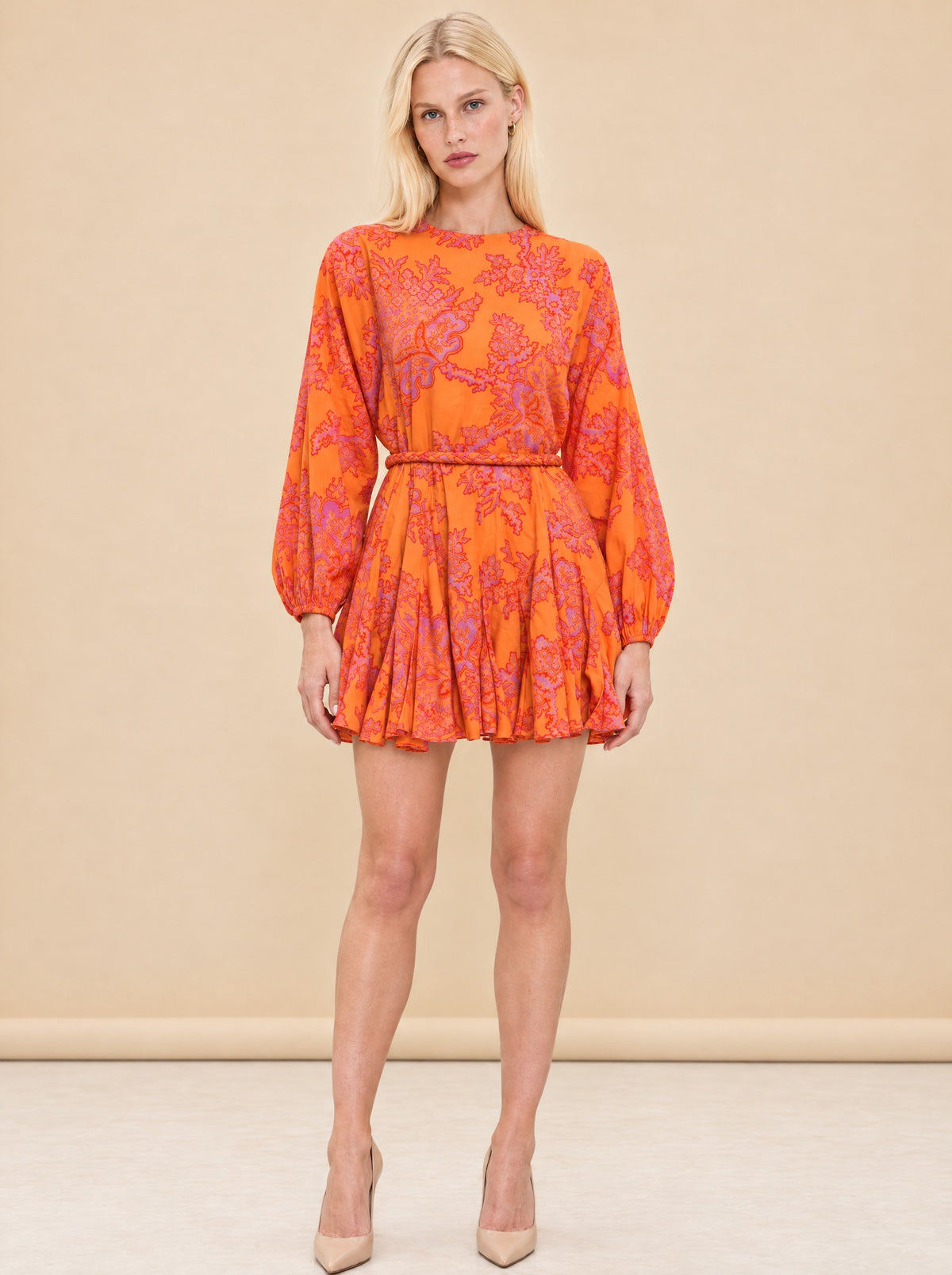 Paisley Print Mini Dress model_front
